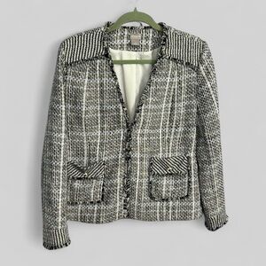 Chico's tweed woven light academia ladies blazer US size 12/14 old money